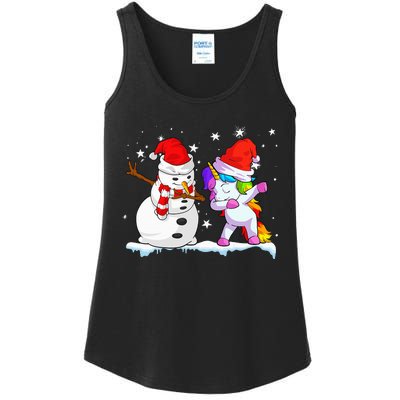 Unicorn Christmas Santa Hat Snowman Ladies Essential Tank