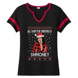 Ugly Christmas Sweater Cardi B All I Want For Christmas Is Shmoney Ladies Halftime Notch Neck Tee