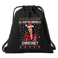 Ugly Christmas Sweater Cardi B All I Want For Christmas Is Shmoney Drawstring Bag