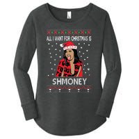 Ugly Christmas Sweater Cardi B All I Want For Christmas Is Shmoney Women's Perfect Tri Tunic Long Sleeve Shirt