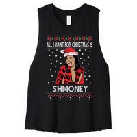 Ugly Christmas Sweater Cardi B All I Want For Christmas Is Shmoney Women's Racerback Cropped Tank