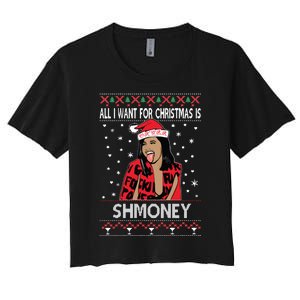 Ugly Christmas Sweater Cardi B All I Want For Christmas Is Shmoney Women's Crop Top Tee