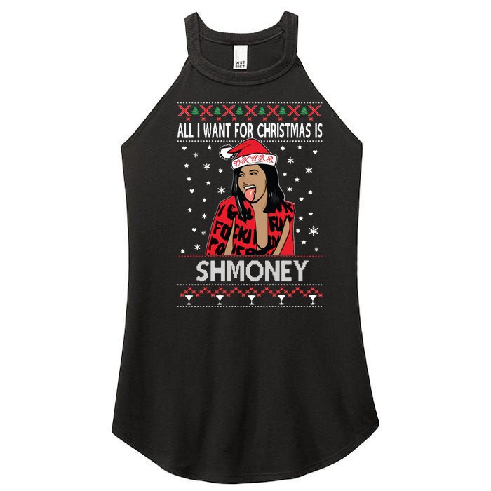 Ugly Christmas Sweater Cardi B All I Want For Christmas Is Shmoney Women's Perfect Tri Rocker Tank