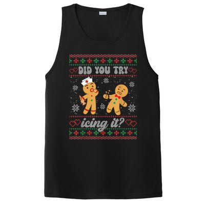 Ugly Christmas Sweater Funny Nurse Did You Try Icing It Gift PosiCharge Competitor Tank