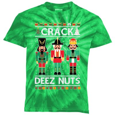 Ugly Christmas Sweater Nutcracker Crack Deez Nuts Kids Tie-Dye T-Shirt