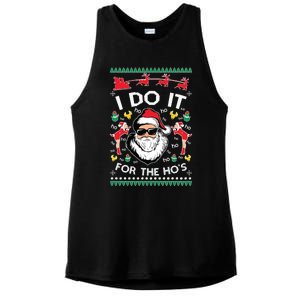 Ugly Christmas Sweater Santa Claus I Do It For The Hos Ladies PosiCharge Tri-Blend Wicking Tank