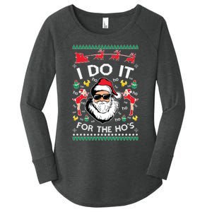 Ugly Christmas Sweater Santa Claus I Do It For The Hos Women's Perfect Tri Tunic Long Sleeve Shirt