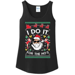 Ugly Christmas Sweater Santa Claus I Do It For The Hos Ladies Essential Tank