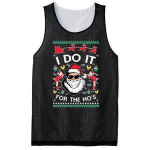 Ugly Christmas Sweater Santa Claus I Do It For The Hos Mesh Reversible Basketball Jersey Tank