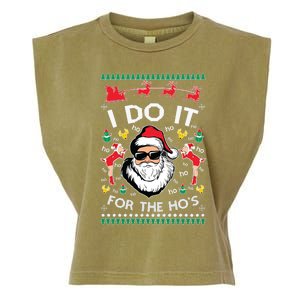 Ugly Christmas Sweater Santa Claus I Do It For The Hos Garment-Dyed Women's Muscle Tee