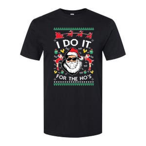 Ugly Christmas Sweater Santa Claus I Do It For The Hos Softstyle CVC T-Shirt