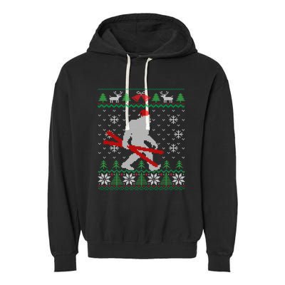 Ugly Christmas Sasquatch Ski Cool Gift Skiing Gift Cool Gift Garment-Dyed Fleece Hoodie