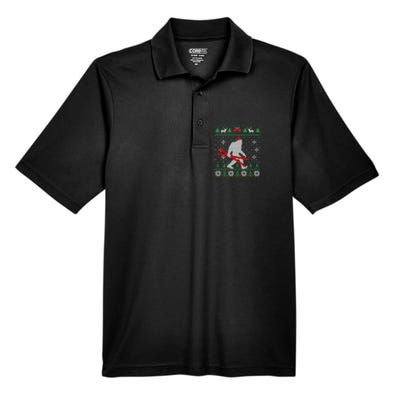 Ugly Christmas Sasquatch Ski Cool Gift Skiing Gift Cool Gift Men's Origin Performance Piqué Polo