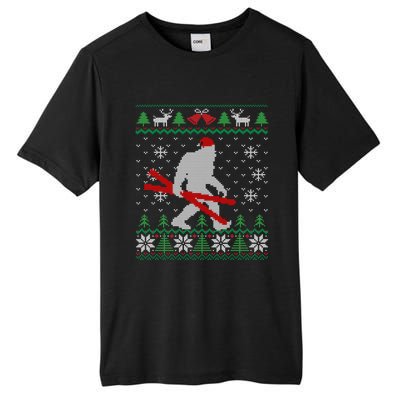 Ugly Christmas Sasquatch Ski Cool Gift Skiing Gift Cool Gift Tall Fusion ChromaSoft Performance T-Shirt