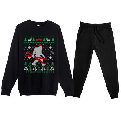 Ugly Christmas Sasquatch Ski Cool Gift Skiing Gift Cool Gift Premium Crewneck Sweatsuit Set