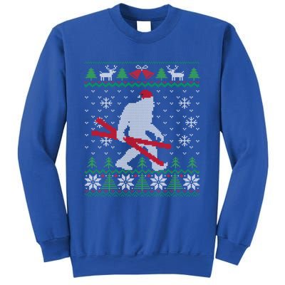 Ugly Christmas Sasquatch Ski Cool Gift Skiing Gift Cool Gift Sweatshirt