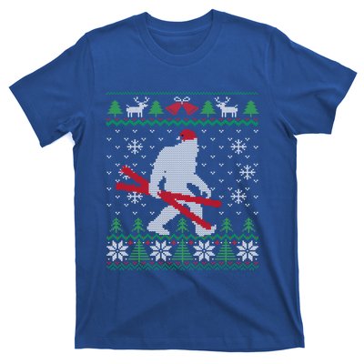 Ugly Christmas Sasquatch Ski Cool Gift Skiing Gift Cool Gift T-Shirt