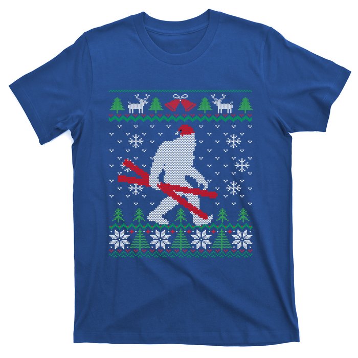 Ugly Christmas Sasquatch Ski Cool Gift Skiing Gift Cool Gift T-Shirt