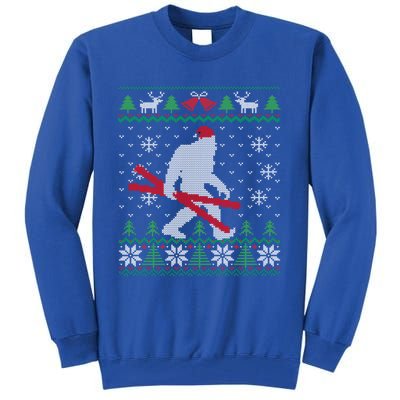 Ugly Christmas Sasquatch Ski Cool Gift Skiing Gift Cool Gift Tall Sweatshirt