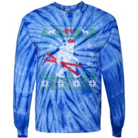 Ugly Christmas Sasquatch Ski Cool Gift Skiing Gift Cool Gift Tie-Dye Long Sleeve Shirt