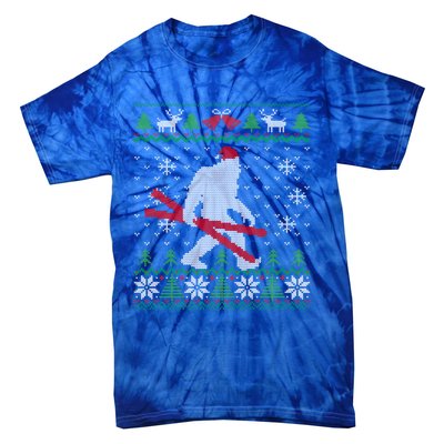 Ugly Christmas Sasquatch Ski Cool Gift Skiing Gift Cool Gift Tie-Dye T-Shirt