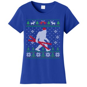 Ugly Christmas Sasquatch Ski Cool Gift Skiing Gift Cool Gift Women's T-Shirt