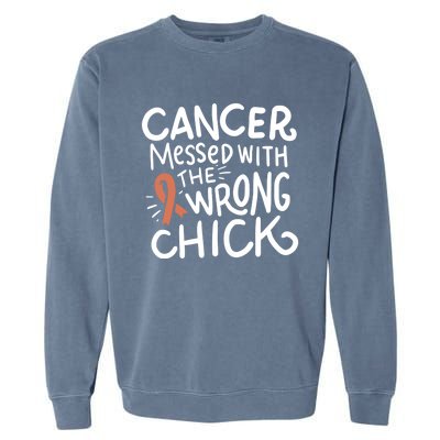 Uterine Cancer Survivor Fight Endometrial Chemo Gift Ribbon Gift Garment-Dyed Sweatshirt