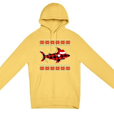 Ugly Christmas Sweater Shark Lover Xmas Lights Santa Gift Premium Pullover Hoodie