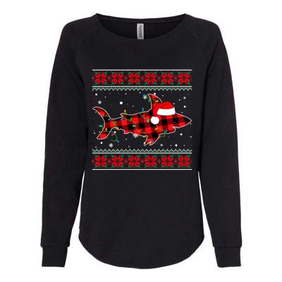 Ugly Christmas Sweater Shark Lover Xmas Lights Santa Gift Womens California Wash Sweatshirt