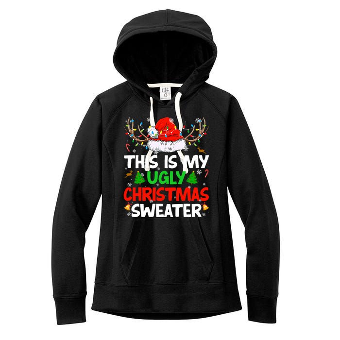 Ugly Christmas Sweater Xmas Santa Reindeer Women's Fleece Hoodie