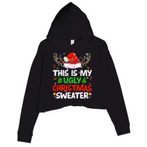 Ugly Christmas Sweater Xmas Santa Reindeer Crop Fleece Hoodie