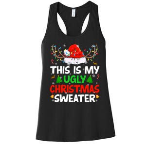 Ugly Christmas Sweater Xmas Santa Reindeer Women's Racerback Tank