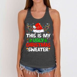 Ugly Christmas Sweater Xmas Santa Reindeer Women's Knotted Racerback Tank