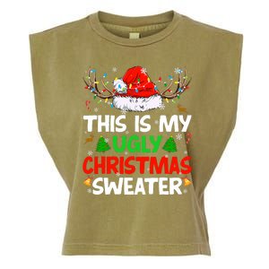 Ugly Christmas Sweater Xmas Santa Reindeer Garment-Dyed Women's Muscle Tee