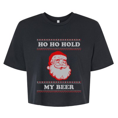 Ugly Christmas Santa Ho Ho Hold My Beer Cute Gift Bella+Canvas Jersey Crop Tee