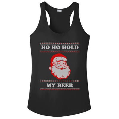 Ugly Christmas Santa Ho Ho Hold My Beer Cute Gift Ladies PosiCharge Competitor Racerback Tank