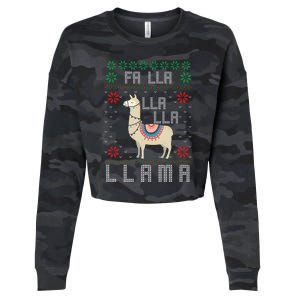 Ugly Christmas Sweater Llama Funny Holiday Funny Gift Cropped Pullover Crew