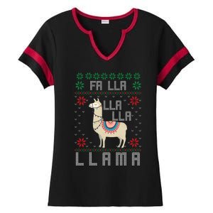 Ugly Christmas Sweater Llama Funny Holiday Funny Gift Ladies Halftime Notch Neck Tee