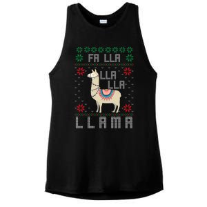 Ugly Christmas Sweater Llama Funny Holiday Funny Gift Ladies PosiCharge Tri-Blend Wicking Tank