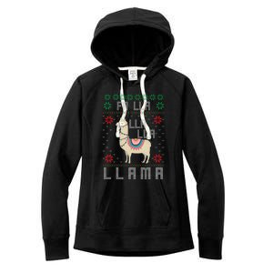 Ugly Christmas Sweater Llama Funny Holiday Funny Gift Women's Fleece Hoodie