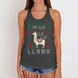 Ugly Christmas Sweater Llama Funny Holiday Funny Gift Women's Knotted Racerback Tank