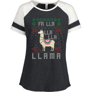 Ugly Christmas Sweater Llama Funny Holiday Funny Gift Enza Ladies Jersey Colorblock Tee