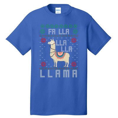 Ugly Christmas Sweater Llama Funny Holiday Funny Gift Tall T-Shirt