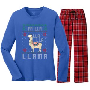 Ugly Christmas Sweater Llama Funny Holiday Funny Gift Women's Long Sleeve Flannel Pajama Set 