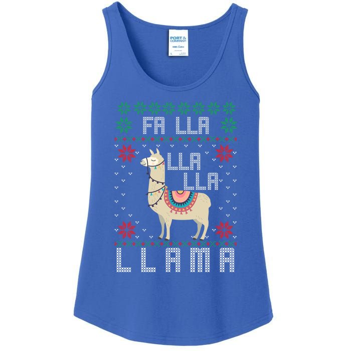 Ugly Christmas Sweater Llama Funny Holiday Funny Gift Ladies Essential Tank