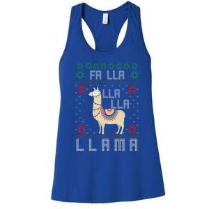 Ugly Christmas Sweater Llama Funny Holiday Funny Gift Women's Racerback Tank