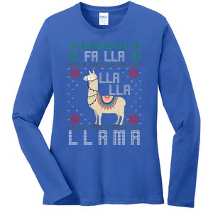 Ugly Christmas Sweater Llama Funny Holiday Funny Gift Ladies Long Sleeve Shirt