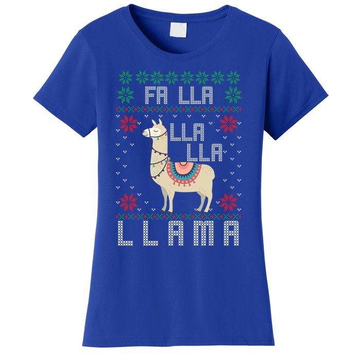 Ugly Christmas Sweater Llama Funny Holiday Funny Gift Women's T-Shirt