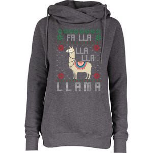 Ugly Christmas Sweater Llama Funny Holiday Funny Gift Womens Funnel Neck Pullover Hood