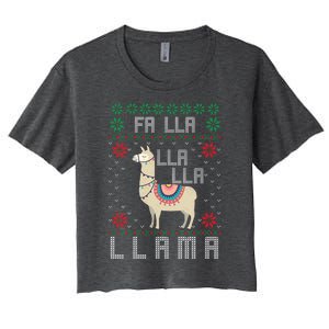 Ugly Christmas Sweater Llama Funny Holiday Funny Gift Women's Crop Top Tee